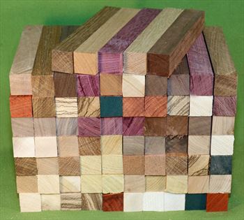 Blank #325-D - Pen Turning Blanks, Lot of 75, 11 Different Exotic Hardwoods,  Large Size, 7/8" x 7/8" x 6+" ~ $89.99